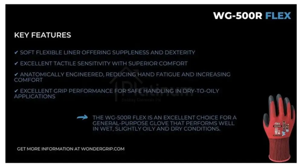 Wonder Grip WG-500B FLEX - Oil & Wet Resistant Gloves (Nitrile Palm)