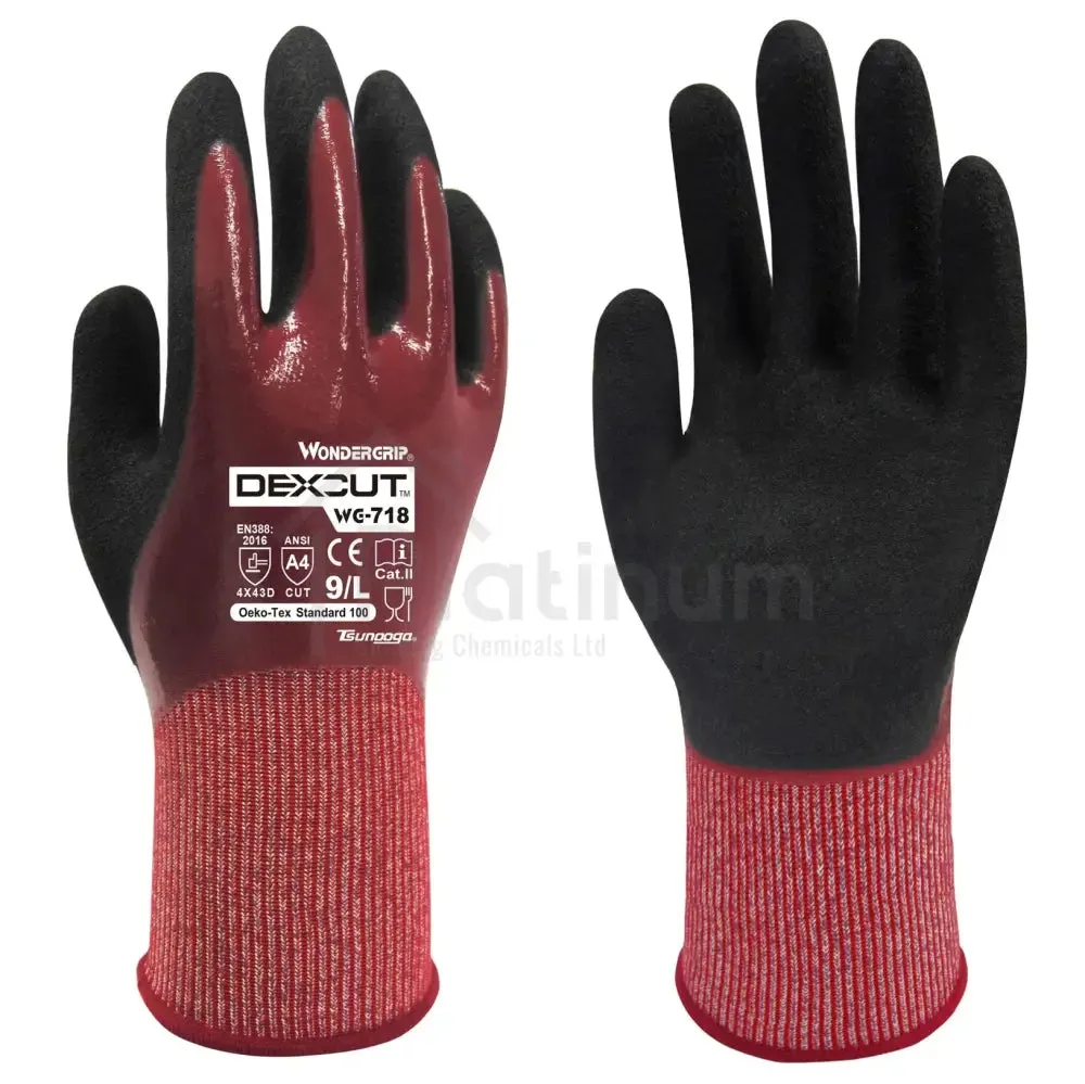 Wonder Grip WG-718 DEXCUT® - Cut Resistant Gloves (Nitrile Palm) - ISO Cut Level D
