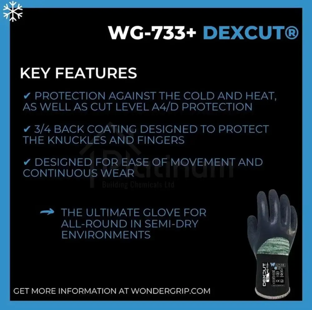 Wonder Grip WG-733  DEXCUT® - Cut Resistant Gloves (Latex Palm) - ISO Cut Level D