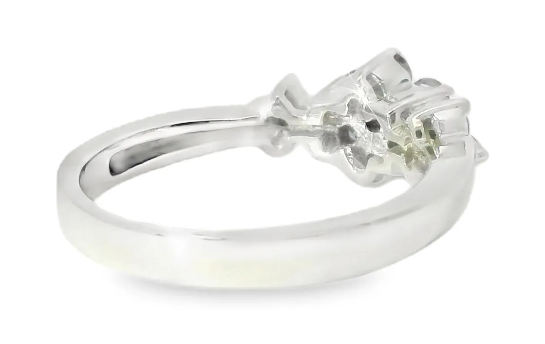 Wonderful Estate 14K White Gold Blue Diamond Floral Band Ring