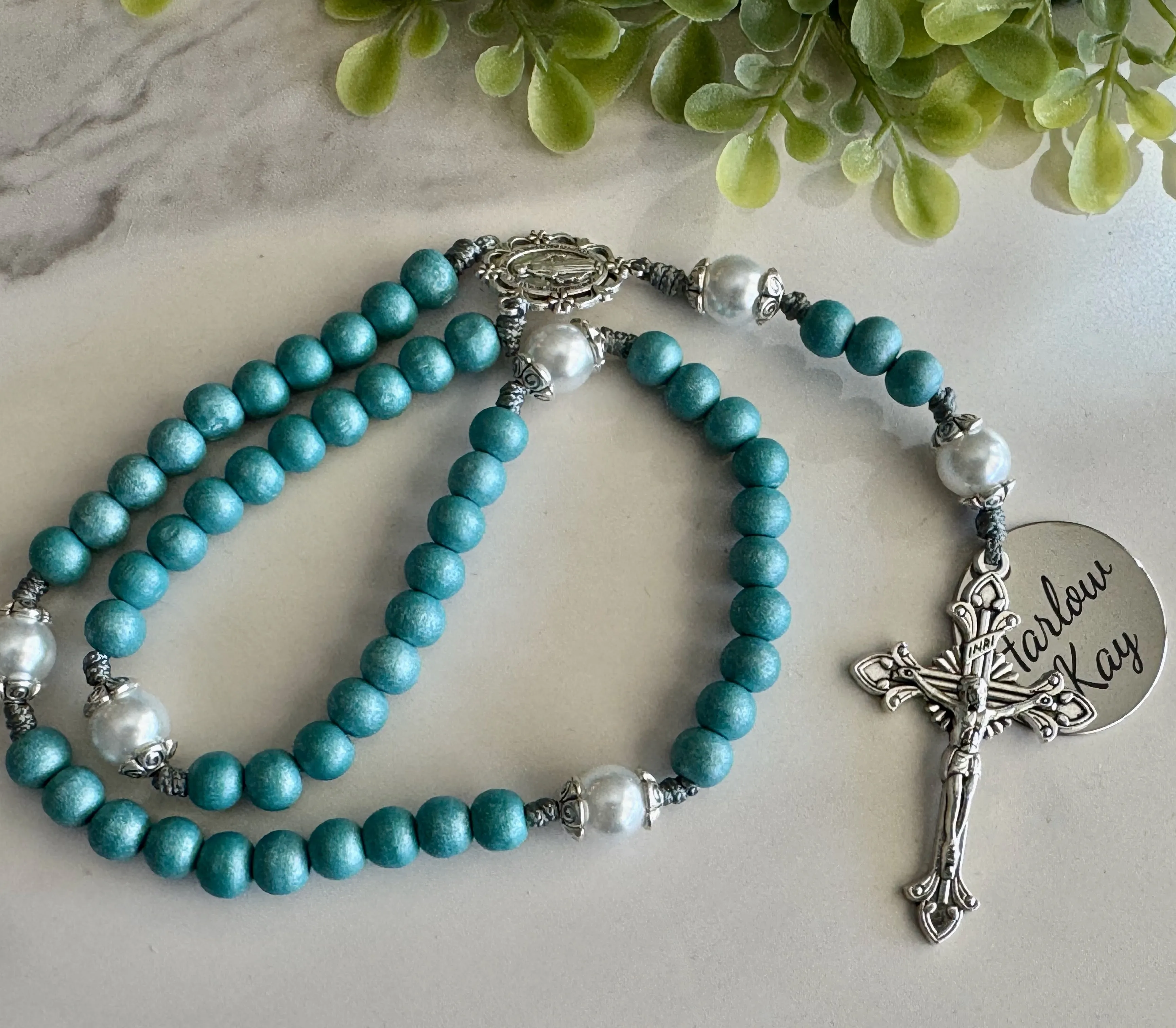 Wood Bead Rosary - For Baptism, First Communion or Confirmation