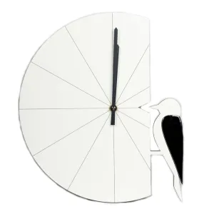 Woodpecker wall clock - white