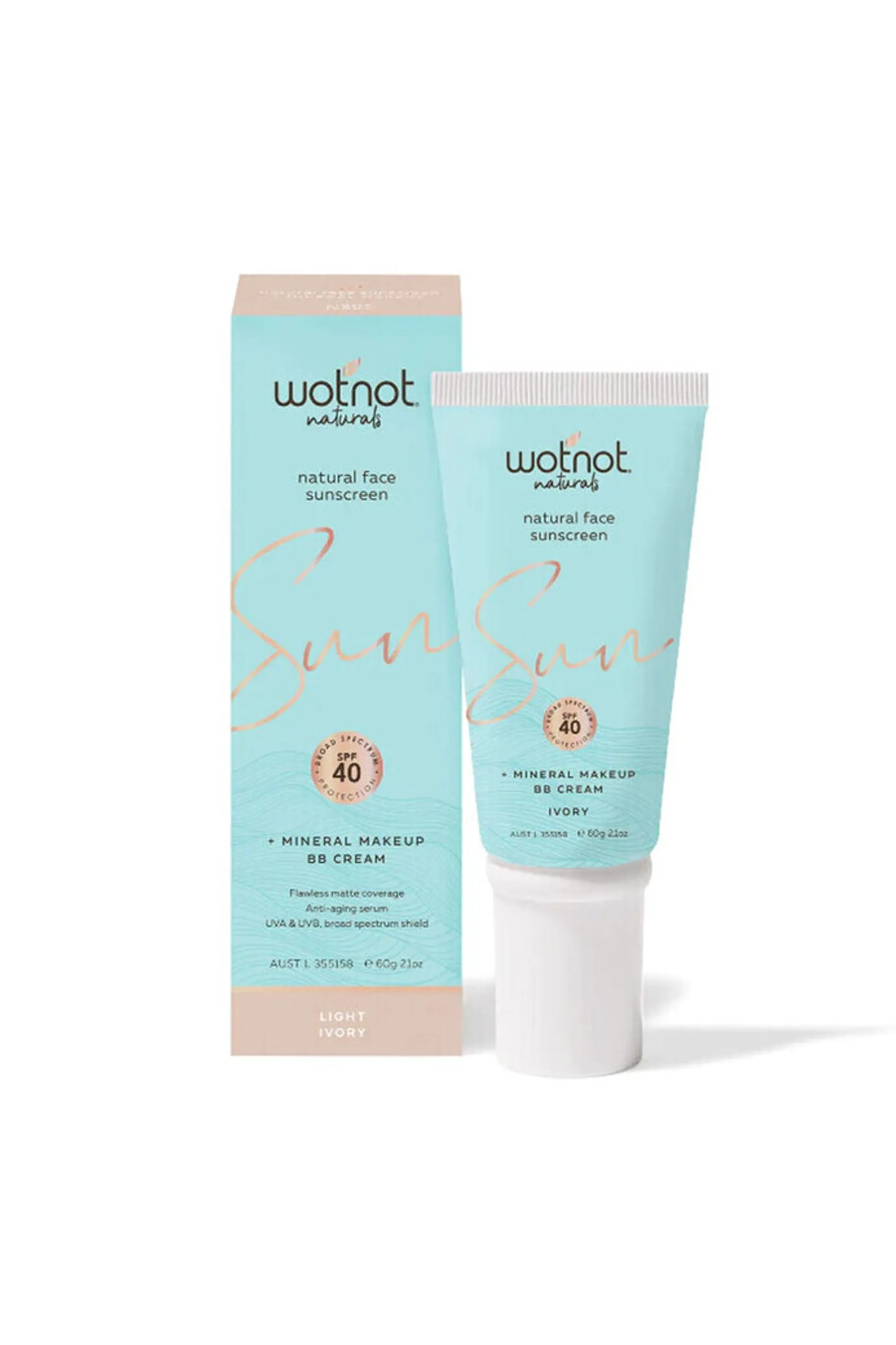 WOTNOT Natural Face Sunscreen SPF 40 BB Cream Nude 60g