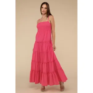 Woven Smocked Top Tiered Cami Maxi Dress