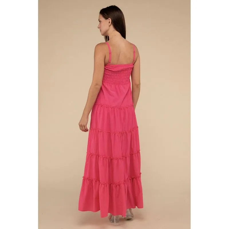 Woven Smocked Top Tiered Cami Maxi Dress