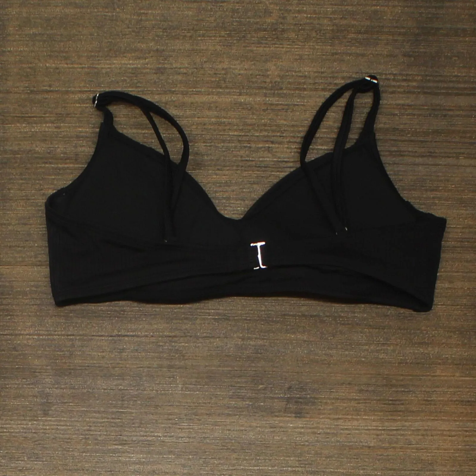 Xhilaration Juniors' Ribbed Bralette Bikini Top AFJ70T Black L