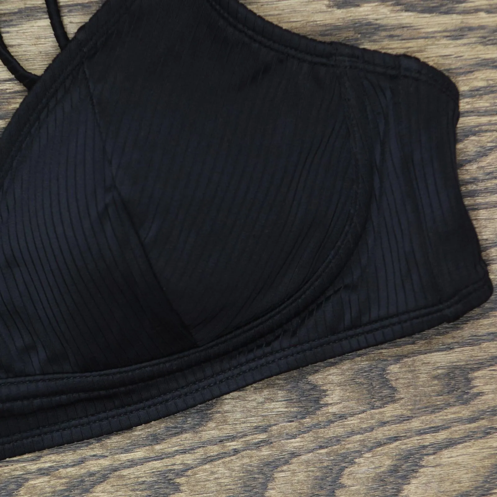 Xhilaration Juniors' Ribbed Bralette Bikini Top AFJ70T Black L
