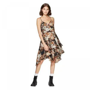 Xhilaration Women's Deep V-Neck Tiered Handkerchief Hem Shine Wrap Mini Dress