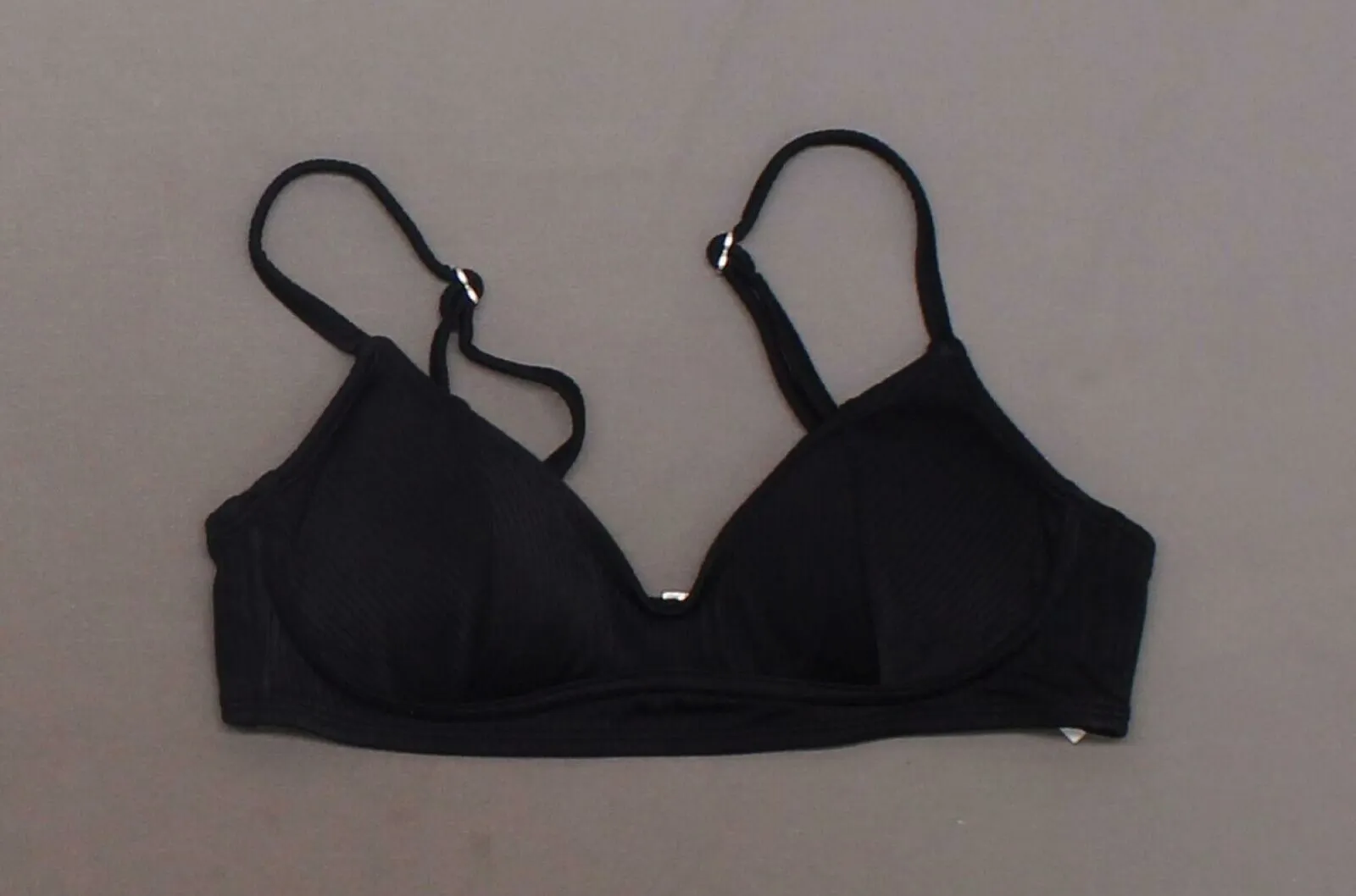 Xhilaration Women's Ribbed Bikini Swim Top Black Small