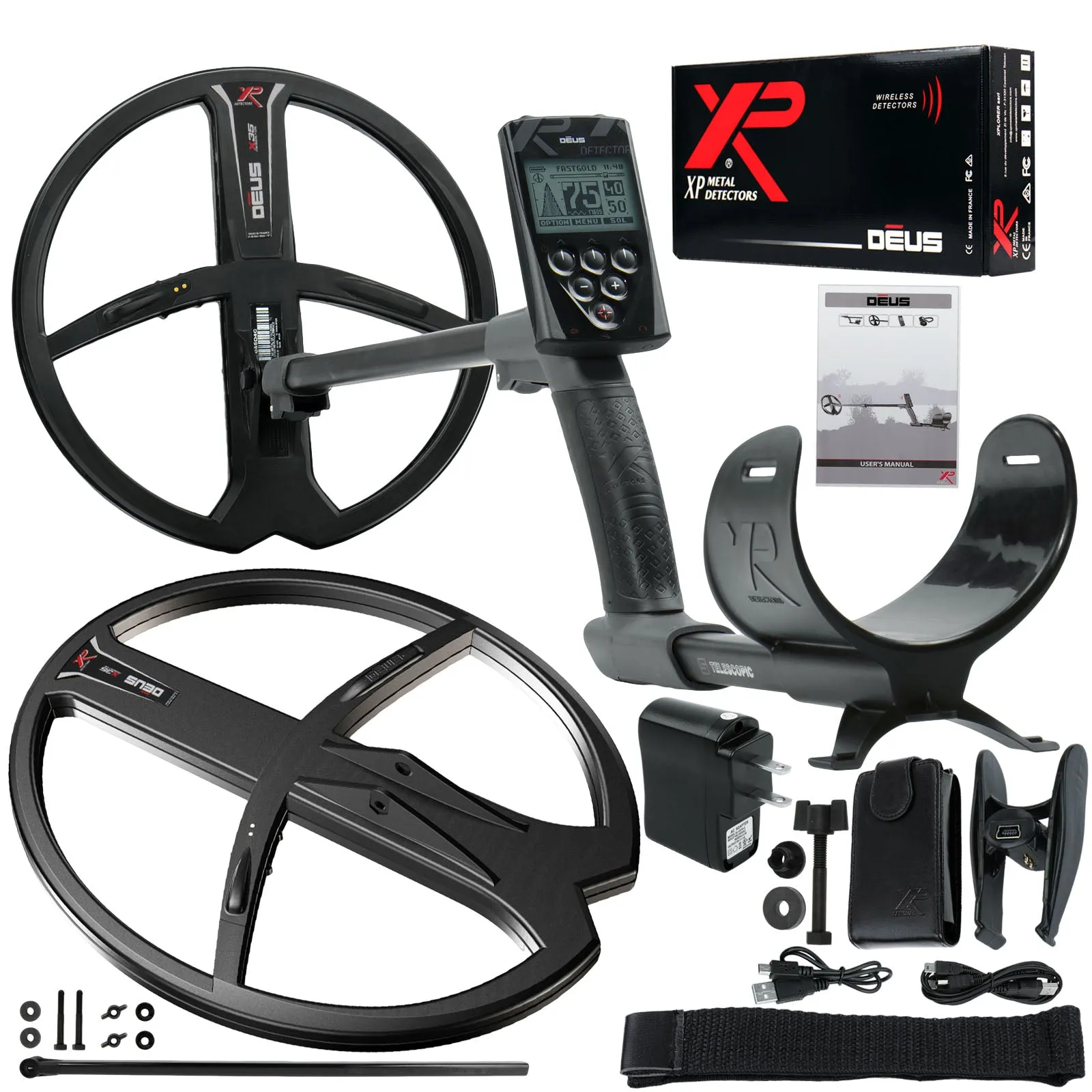 XP Deus Detector Deep Gold & Relic Bundle, Remote and 2 X35 Coils