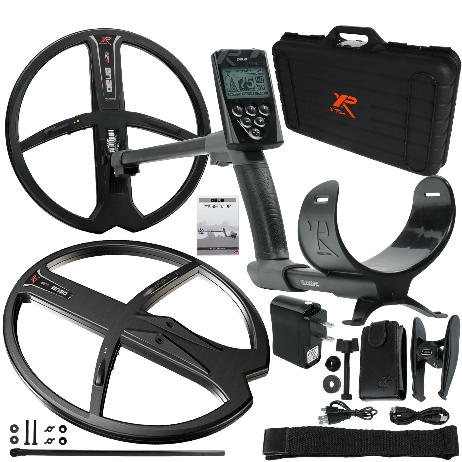 XP Deus Metal Detector Gold&Relic Bundle, Remote and 2 X35 Coils