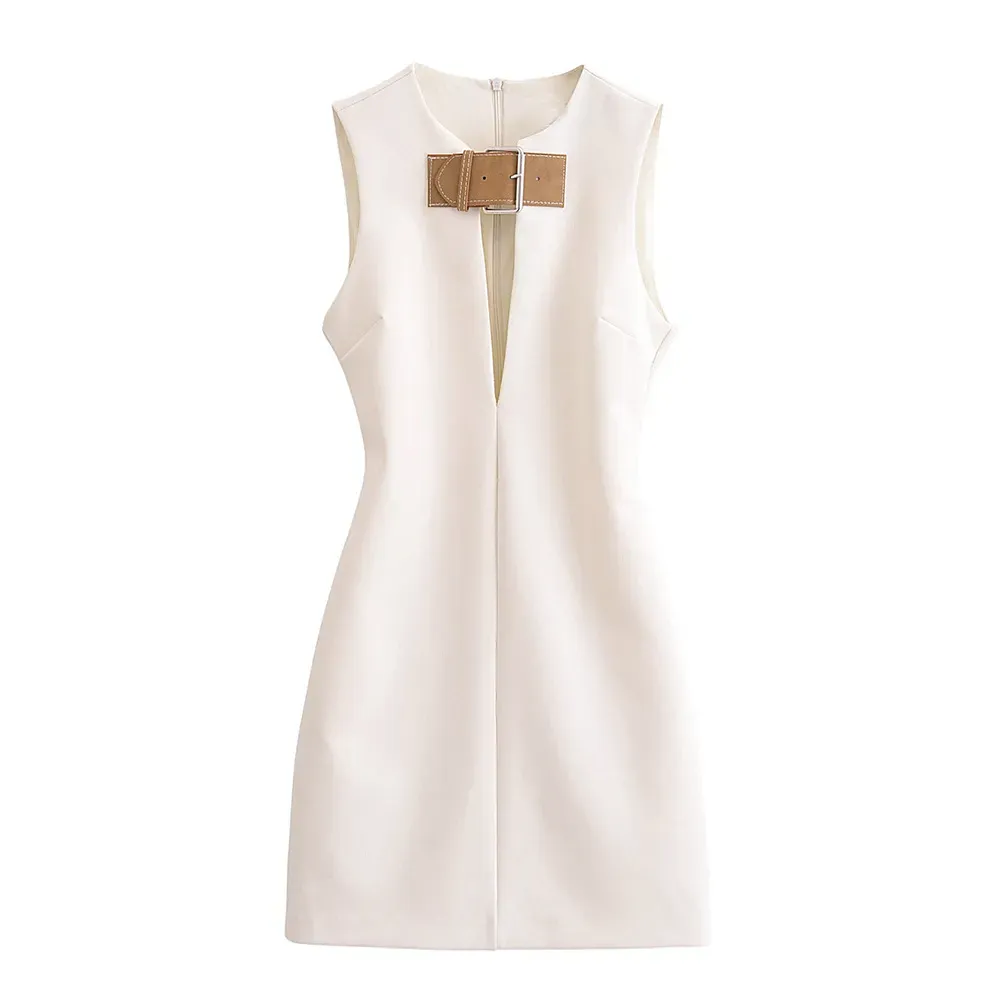 Yara Sleeveless Belted Cutout Mini Dress