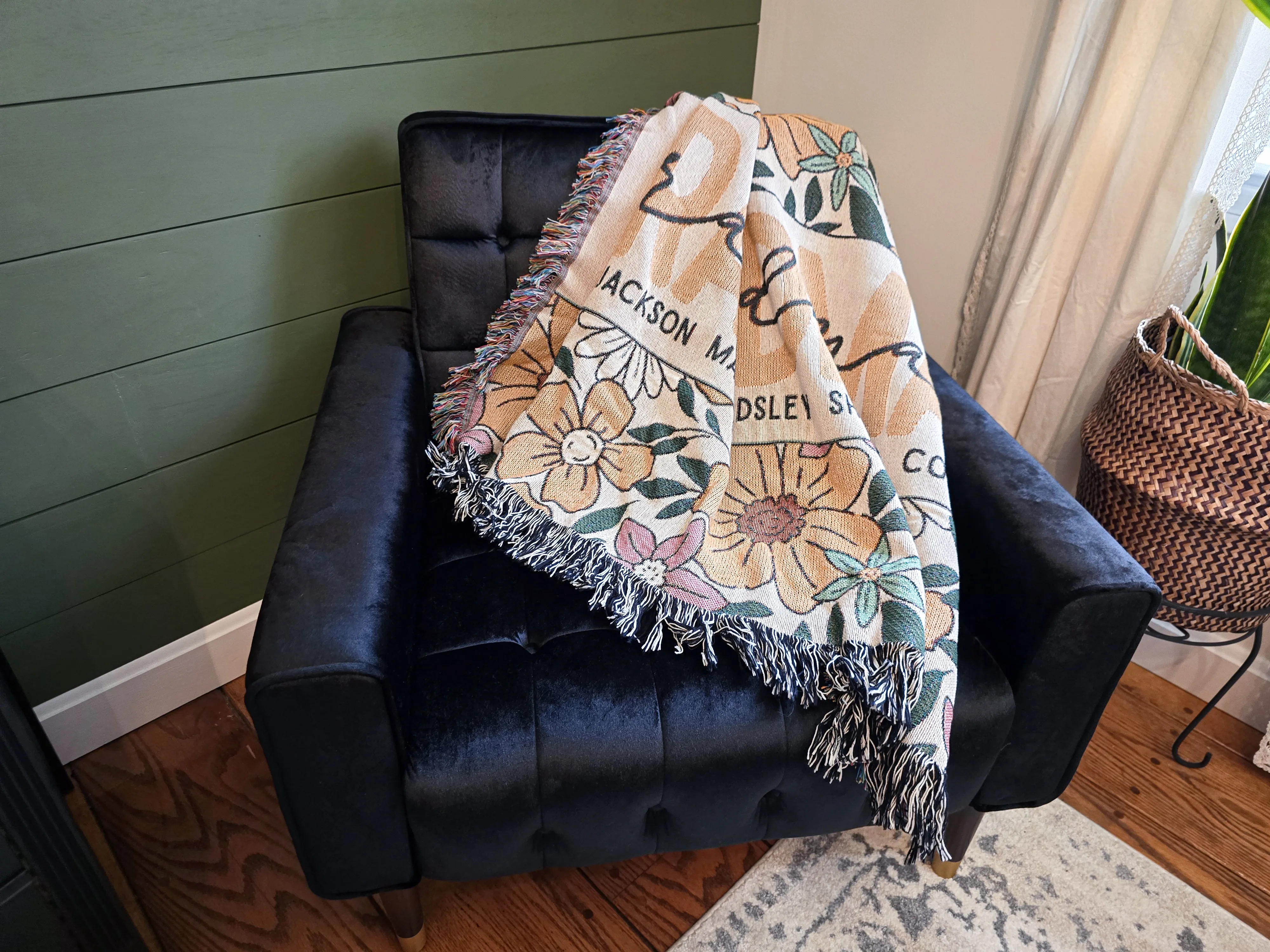 Yellow Floral Mother Blanket with Names