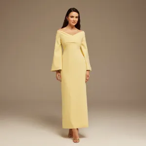 Yellow Off-Shoulder Crossover Top Maxi Dress