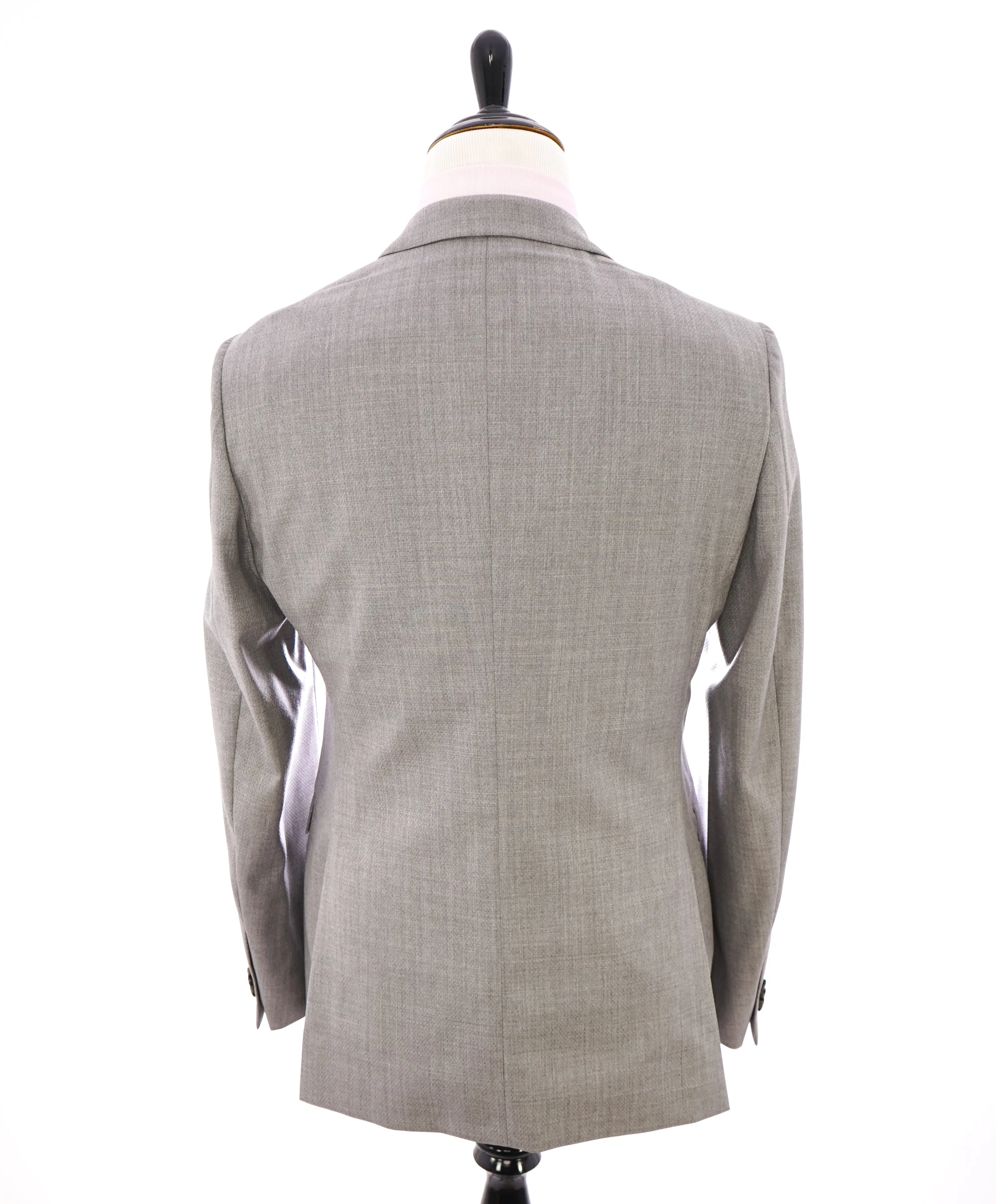 Z ZEGNA -"TECHMERINO" Geometric Textured Gray Drop 8 Wool Suit Slim - 42L