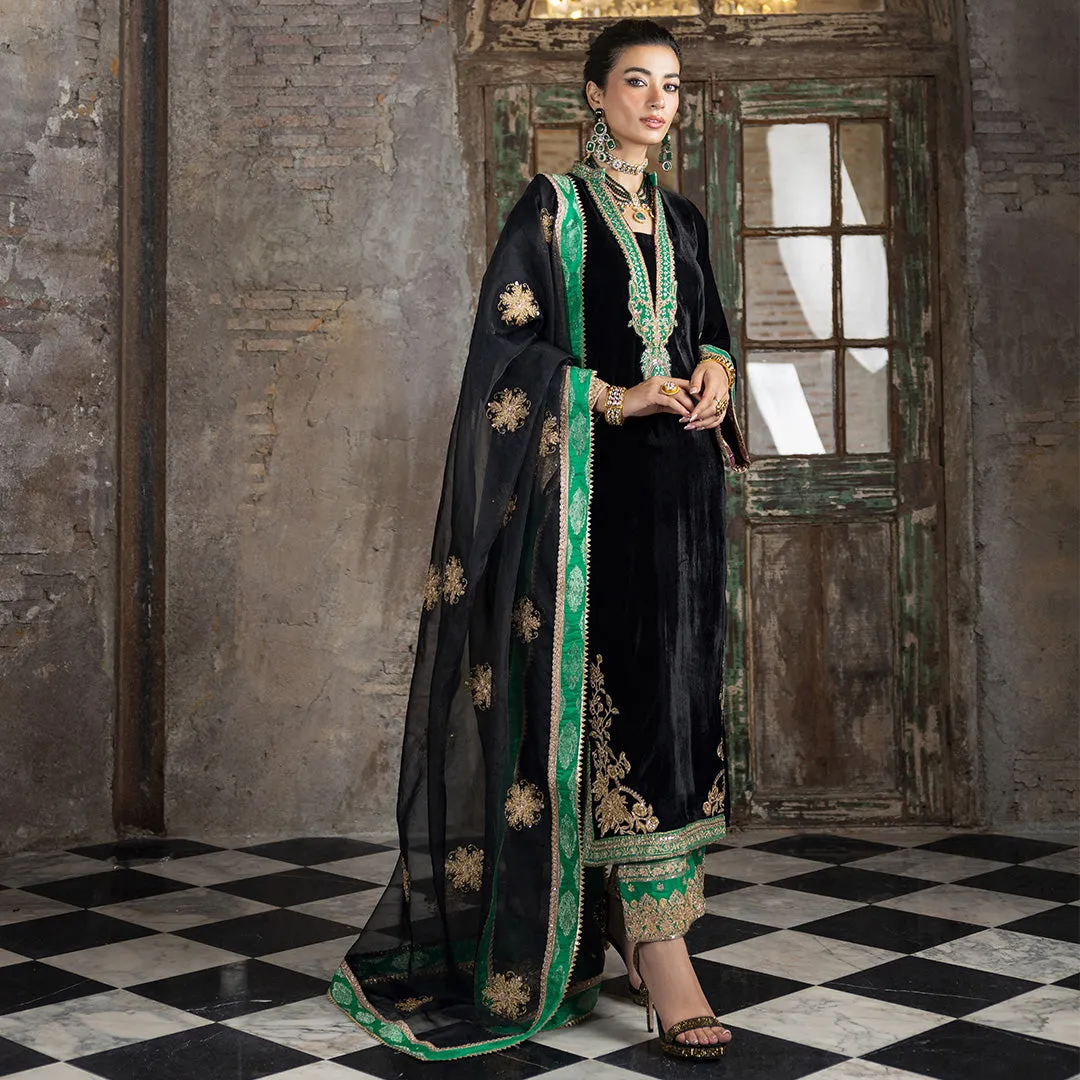Zainab Chottani Embroidered Velvet Unstitched 3Pc Suit D-01 VANYA