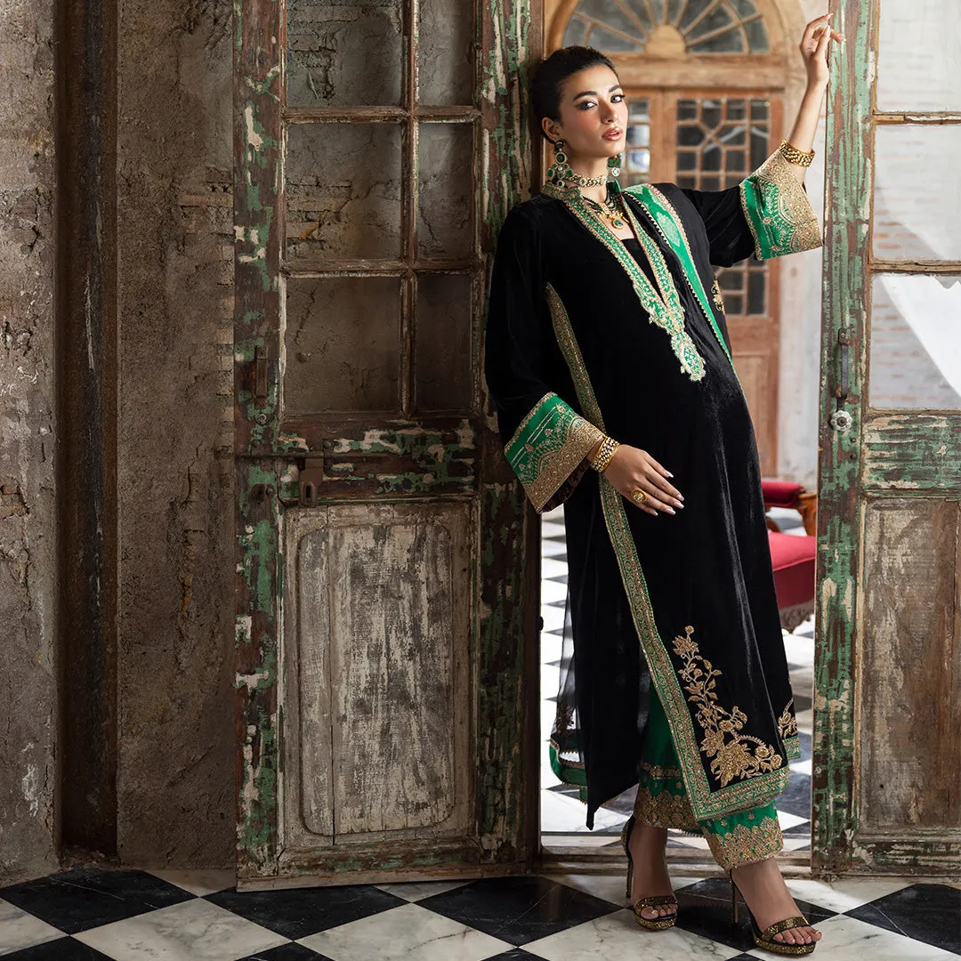 Zainab Chottani Embroidered Velvet Unstitched 3Pc Suit D-01 VANYA