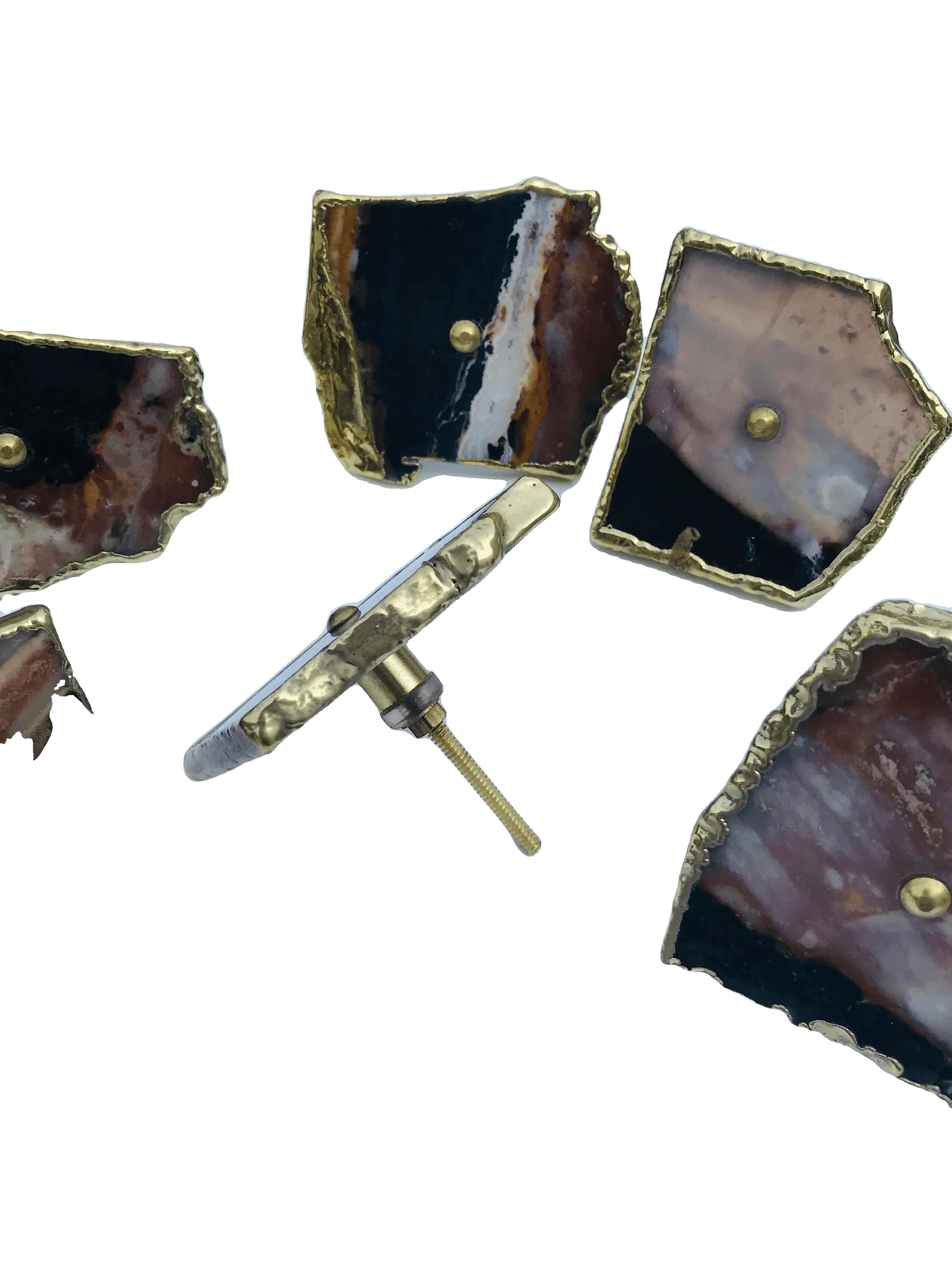 Zebra Agate Cabinet Door Pull Handle - Set of 6