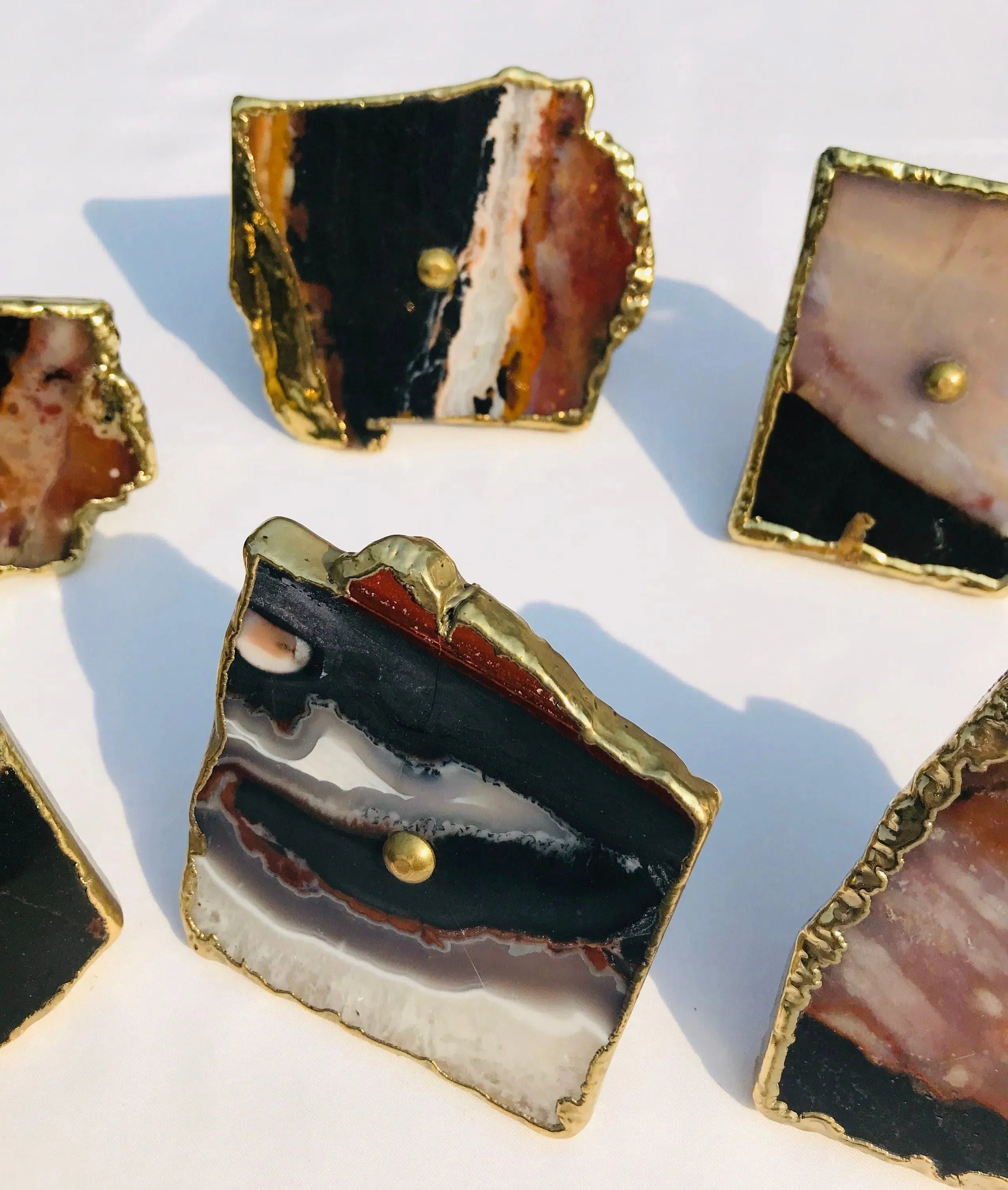 Zebra Agate Cabinet Door Pull Handle - Set of 6