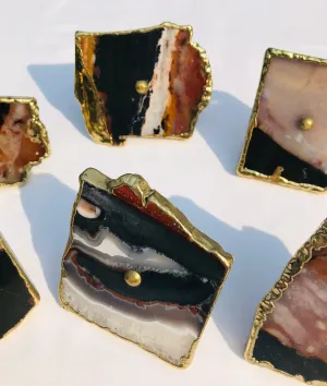 Zebra Agate Cabinet Door Pull Handle - Set of 6