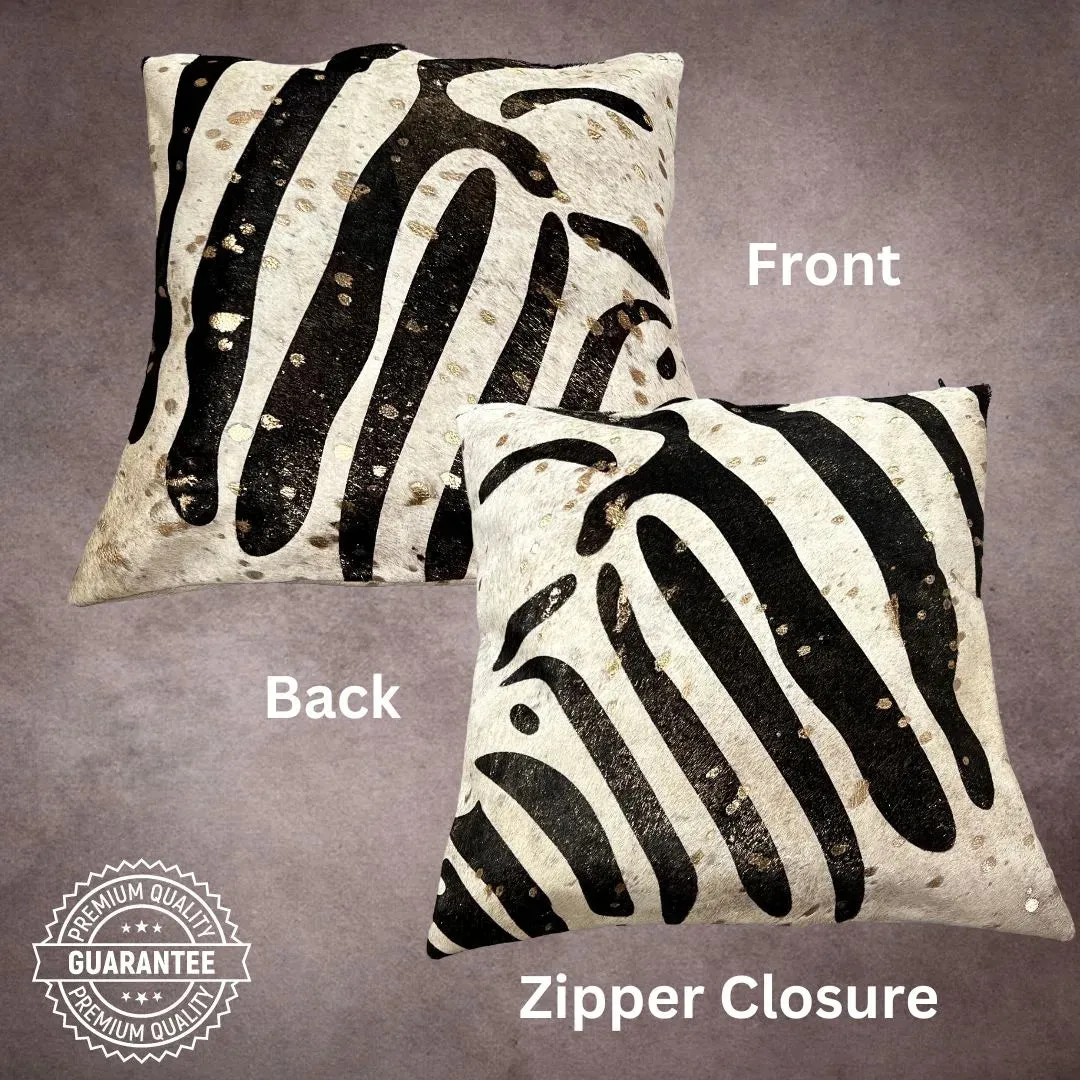Zebra Printed Cowhide Pillow Cover---PL032