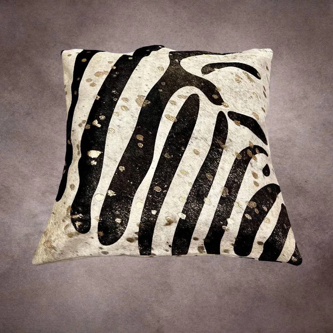 Zebra Printed Cowhide Pillow Cover---PL032