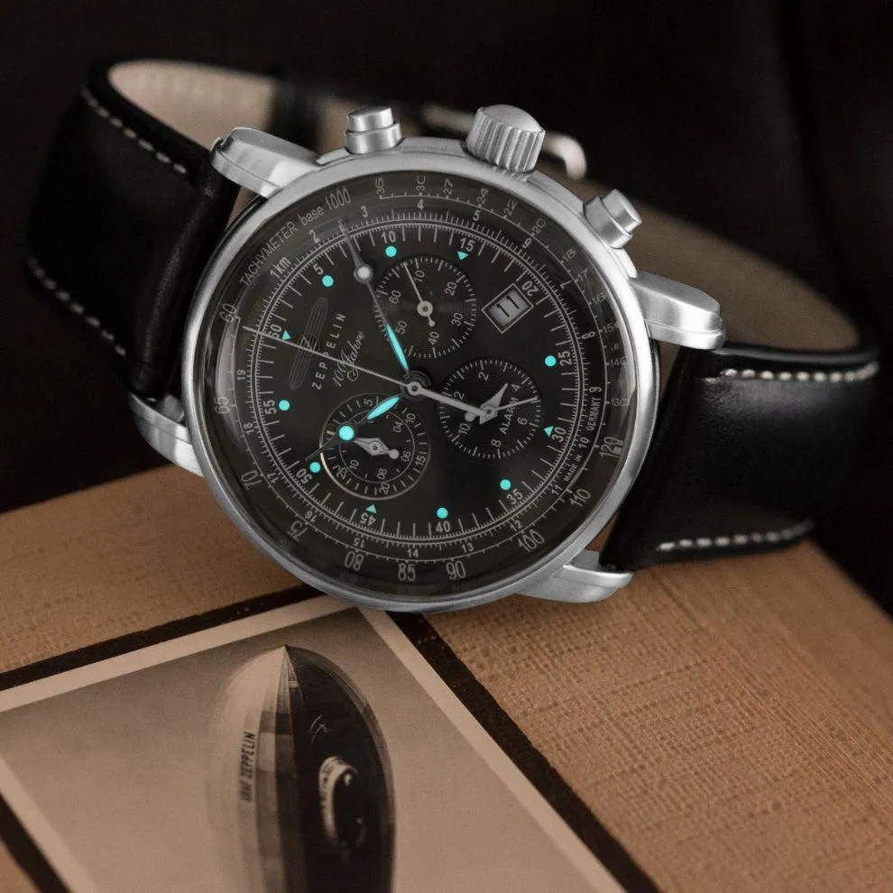 Zeppelin 100 Years Zeppelin Chronograph 42mm Black Quartz Steel 7680-2