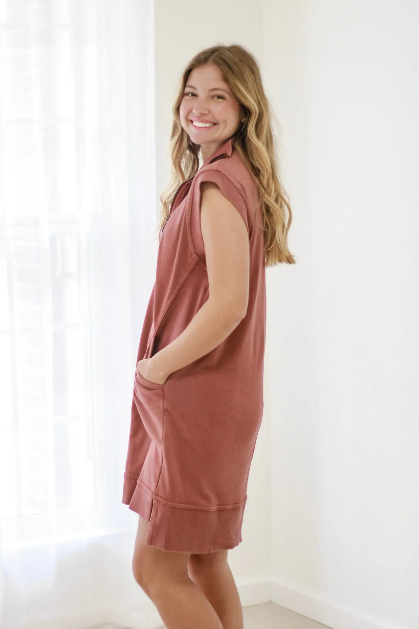 Zip It Dress in Rust
